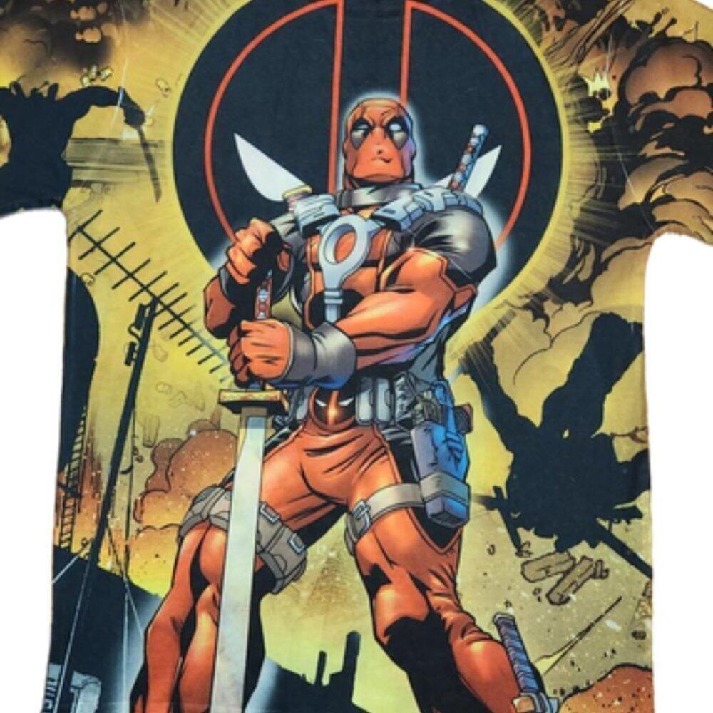 Marvel Deadpool Men's Shirt MED All Over Print AOP Short Sleeve